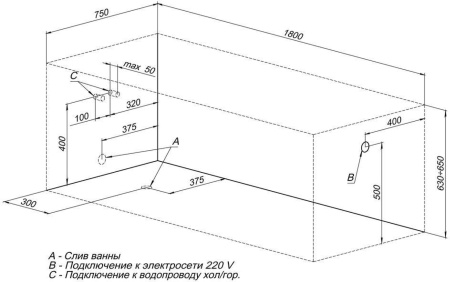 акриловая ванна aquanet viola new 00242745 180x75 см, с каркасом, цвет белый