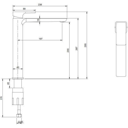 смеситель для раковины без донного клапана villeroy & boch subway 3.0 tvw112004000k5