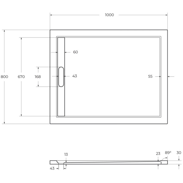 душевой поддон из литого мрамора 100x80 cezares tray-as-ah-100/80-30-w