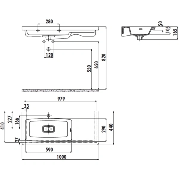 раковина полувстраиваемая creavit memory 100 l my100-00cb00e-0000, белая
