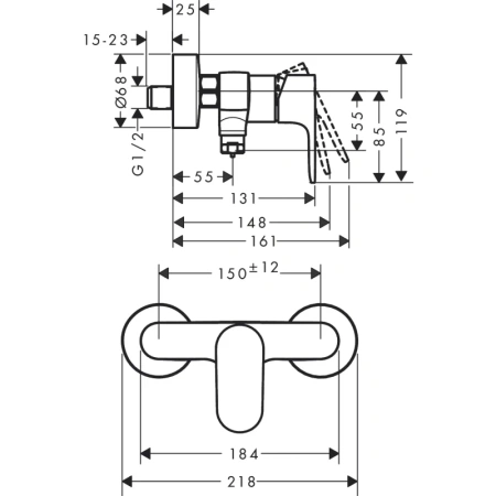 смеситель для душа hansgrohe rebris s 72643670