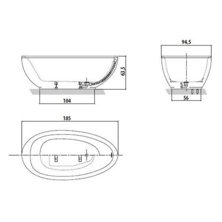 акриловая ванна jacuzzi desire 9443814a 185x95 см