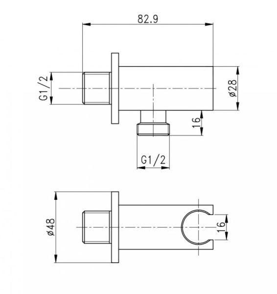 держатель душевой лейки cezares articoli vari czr-ai12-01 со шланговым подсоединением хром
