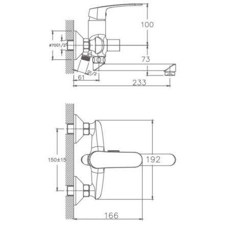 смеситель для ванны haiba hb60183 универсальный, цвет хром