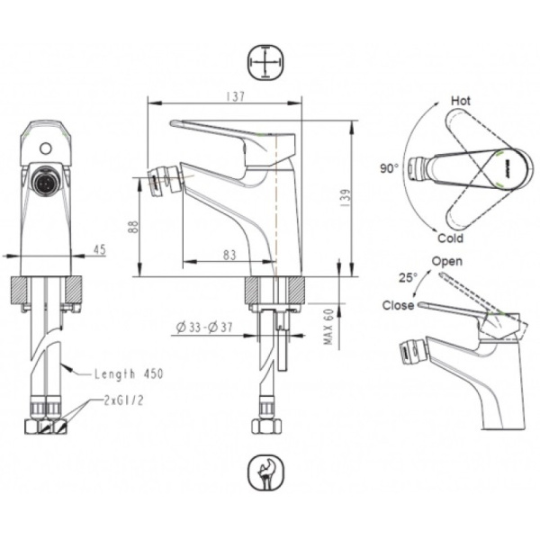 смеситель для биде bravat eco f3111147c