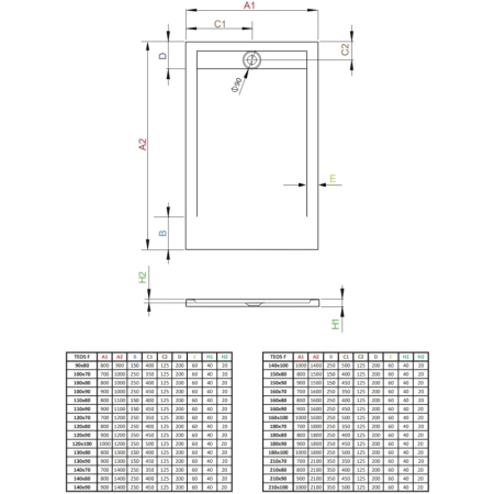 душевой поддон из литьевого мрамора 110x80 см radaway teos f white htf11080-04