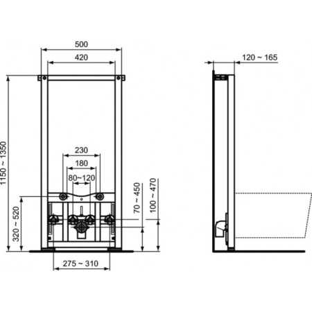 инсталляция для биде ideal standard prosys r016267