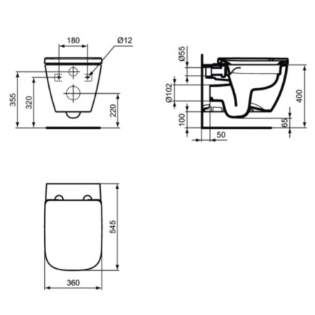 комплект подвесной унитаз t461401 + t468301 + система инсталляции r046367 ideal standard prosys i.life b ri461402