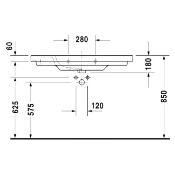 накладная раковина в ванную 105 см duravit d-code 03421000002