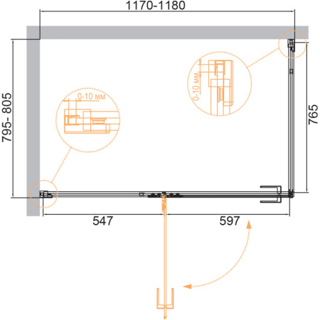 душевой уголок 118x80 cezares bellagio-ah-1-120/80-c-boro прозрачное