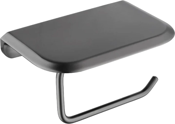 Держатель туалетной бумаги Cezares Liner PHM-GM с полкой для телефона, оружейная сталь