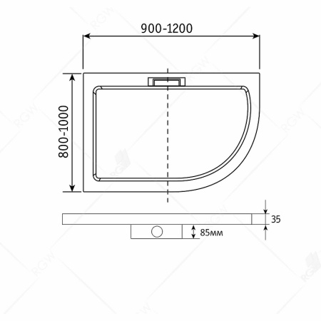 душевой поддон из искусственного камня rgw gws-41r 100x80 03150480-01r белый