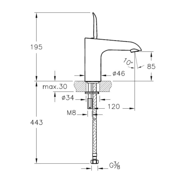 смеситель для раковины vitra t4 a41236exp