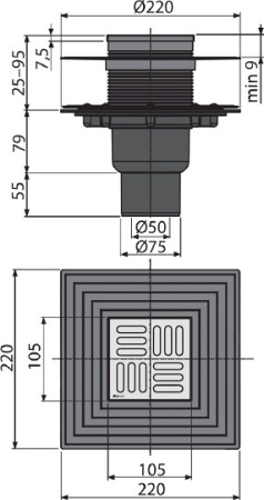 душевой трап alcaplast apv4344