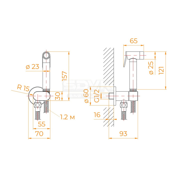 гигиенический душ со смесителем rgw sp-210