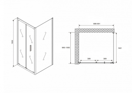 душевой уголок abber sonnenstrand 90x100 ag07090b-s100b профиль черный стекло прозрачное