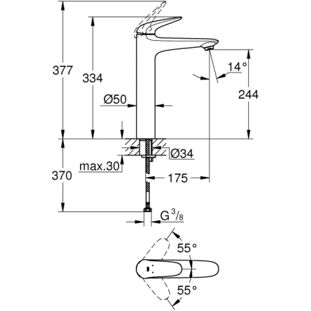 смеситель для раковины без донного клапана grohe eurostyle 23719003