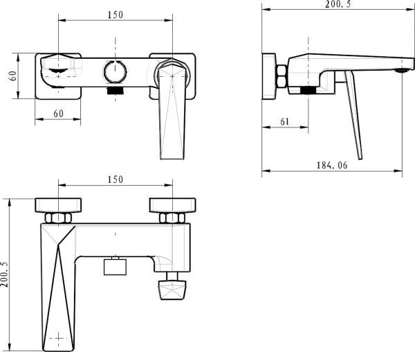 смеситель для ванны boheme venturo 383-b черный золото