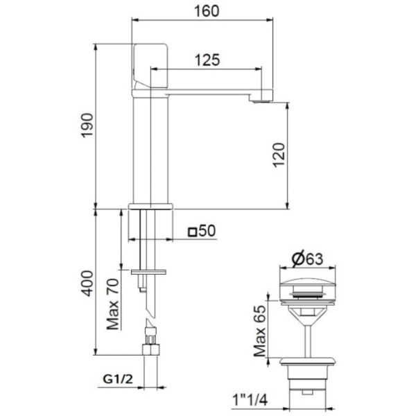 смеситель для раковины с донным клапаном webert one-x ox830102741