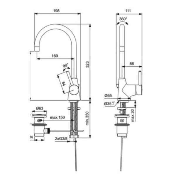 смеситель для раковины ideal standard ceraline bc195aa