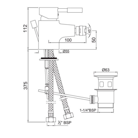 смеситель для биде с донным клапаном jaquar solo sol-chr-6213b