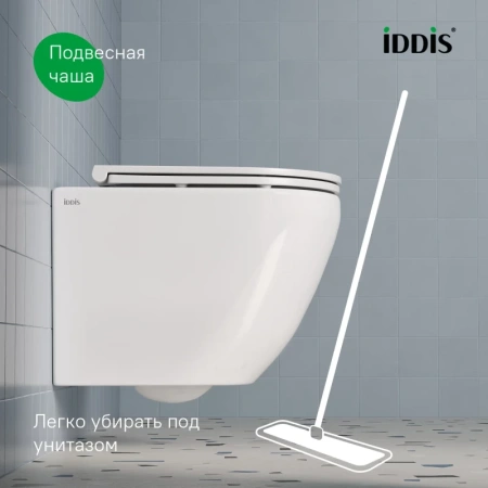 унитаз подвесной iddis blanco q blqndsei25 безободковый, с микролифтом