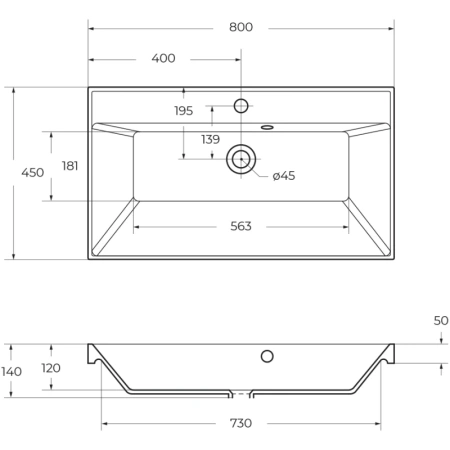 раковина полувстраиваемая belbagno 80 bb800/450-lv-mr-ast белая