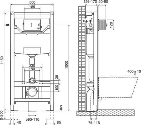 инсталляция для унитаза oli oli 120 olipure 152972 sanitarblok mechanic