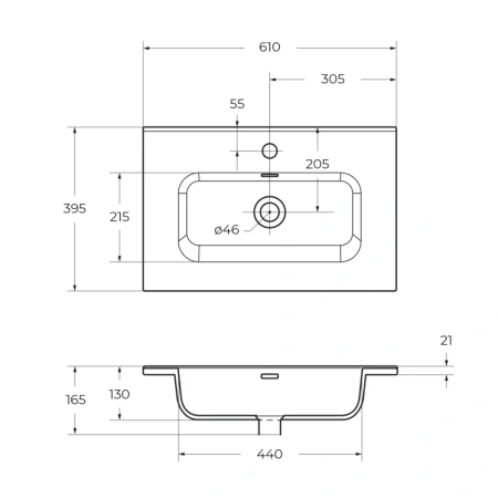 раковина полувстраиваемая belbagno 61 bb600/390etl белая