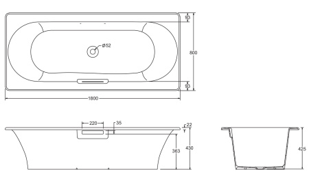 чугунная ванна jacob delafon volute e6d900-0 180x80 см, с антискользящим покрытием, цвет белый