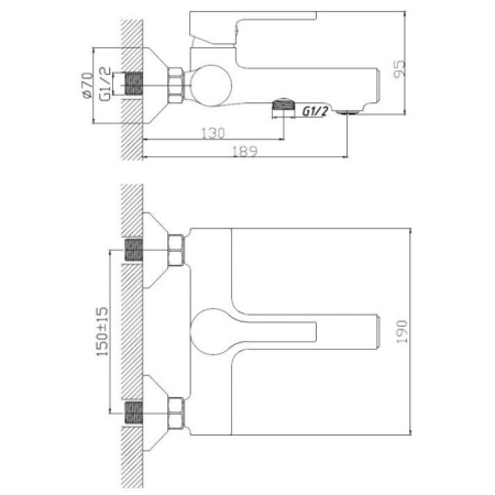 смеситель для ванны haiba hb60652-7