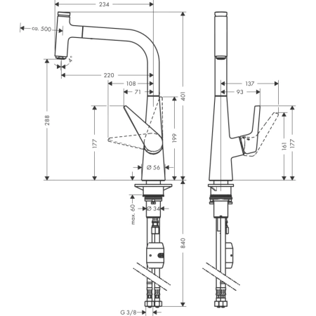 смеситель для кухни hansgrohe talis select m51 72826800, сталь