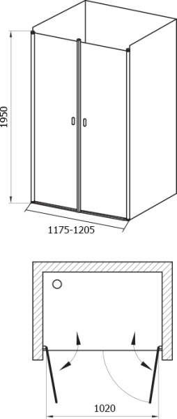 дверь для душевой кабины в нишу ravak chrome csdl2-120 0qvgc10lz1 профиль белый, стекло прозрачное
