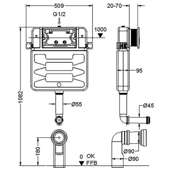 смывной бачок aquatek ins-0000019 для унитаза без клавиши смыва