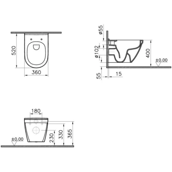 унитаз подвесной vitra s50 7740b003-0075 безободковый