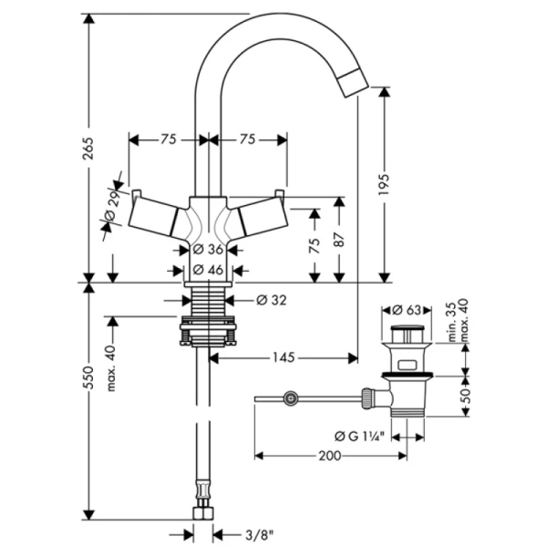 смеситель для раковины hansgrohe talis s2 32030000