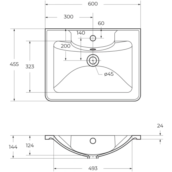 раковина полувстраиваемая belbagno 60 bb600/455-lv-mr-alr белая