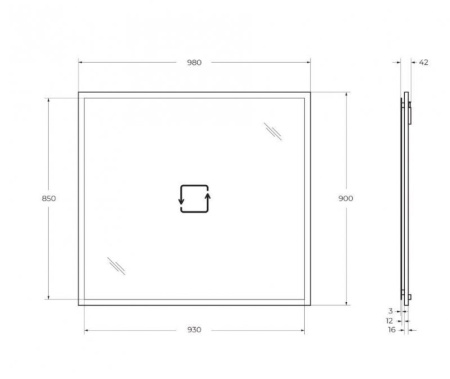 Зеркало Cezares 98х90 см Tiffany 45046 с LED-подсветкой и системой антизапотевания, BIANCO OPACO