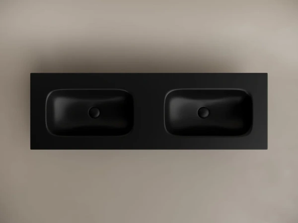 мебельная раковина ceramicanova grace прямоугольная 141см с двумя чашами без отверстий под смеситель черный матовый cn7022mbwx