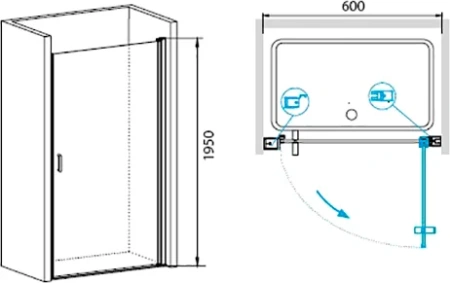 душевая дверь в нишу rgw leipzig le-03 600x1950 профиль хром