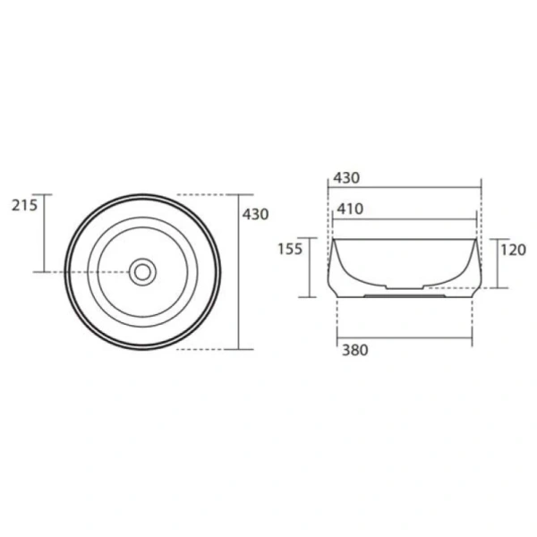 раковина накладная 43 см kerasan f10 460431 черный матовый