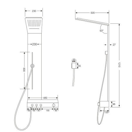 душевая панель ceruttispa avisio bbr ct9659 черная бронза