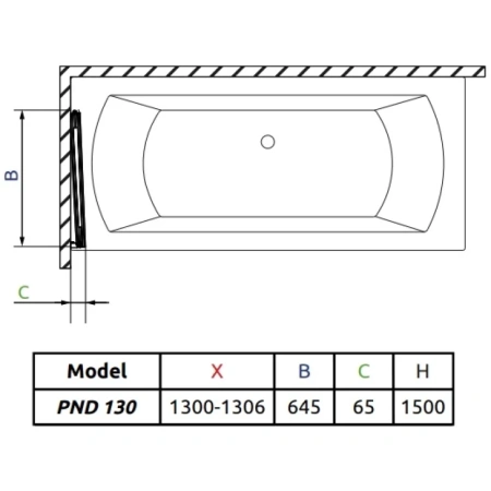 шторка для ванны radaway arta pnd 130 l 210213-01l прозрачное