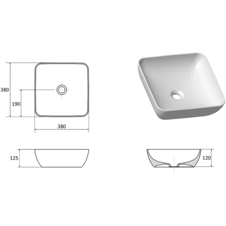 раковина накладная ravak uni 380 xjx01138001 b slim