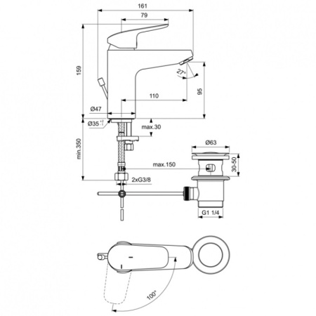 смеситель для раковины ideal standard ceraflex b1715aa