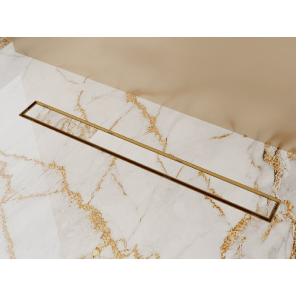 душевой трап (лоток) plumberia selection in-tile pst100ob 95,8 см, с решеткой, 2 в 1 под плитку, золотой матовый