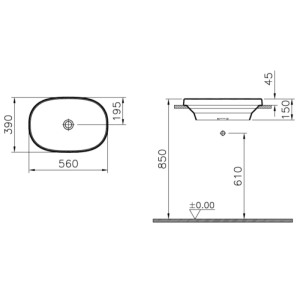 раковина-чаша vitra frame 56 см 5652b403-0016, белая