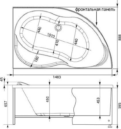 акриловая ванна aquanet graciosa 150x90 r 00203941