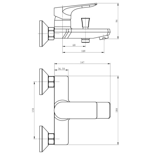 смеситель для ванны esko eiger (eg 54)