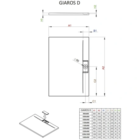 душевой поддон из литьевого мрамора 120x100 см radaway giaros d m3grd1210
